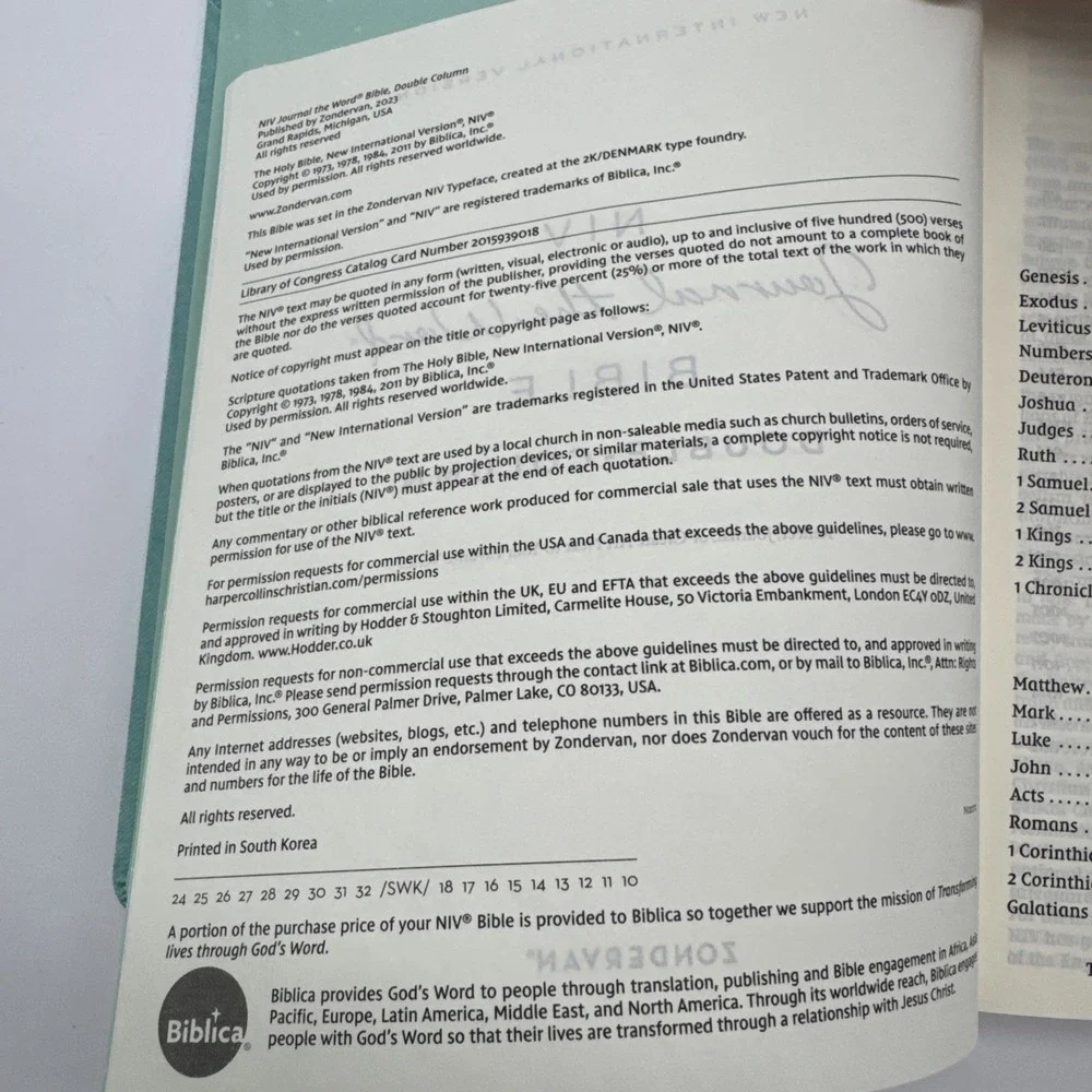 NIV Journaling Bible Double Column  Cloth over Board, Turquoise/Coral New